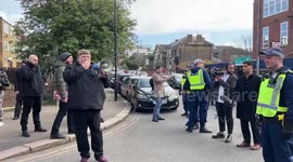 Lgbt protesters try to silence far right speaker and start to have things thrown at them
