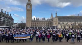 Stop NHS privatisation protest in Parliament Square