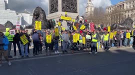 Londoners protest against mayor's plan to expand Ultra Low Emission Zone in Trafalgar Square
