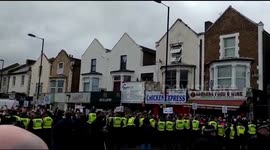 Protesters and counter protesters at the Honor Oak Pub London