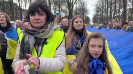 Netherlands: Hundreds Commemorate 1 Year Of Russian Invasion Of Ukraine In The Hague 2