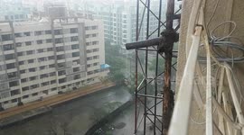 Mumbai rains, View from home window in India .  monsoon beautiful view from my window.