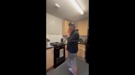 Funny Pancake Flip Fail - man finds that flipping pancakes is not easy