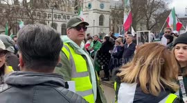 Supporters of Reza Pahlavi, Crown Prince of Iran, gather outside Parliament