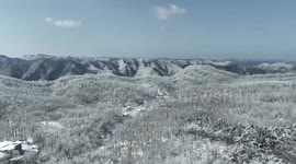 Yangtianshan National Forest Park After Spring Snow in Qingzhou, China