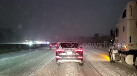 Intense burst of snow causes traffic delays amid snowy highway in Toronto