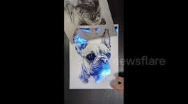 Artist draws realistic pictures of pets before peeling them off in satisfying manner