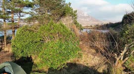 Drone flying view of Errigal Mountain in Donegal Ireland