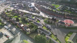 Drone flying over Armagh City in Northern Ireland.