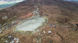 Drone flying over Slieve Gullion mountain in Co Armagh Northern Ireland.