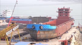 Scenes of Shipyard Workers Building Ships In Yichang, China as China's Shipbuilding Industry Ranks First in The World