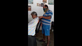 hair cutting and shaving salon. . road side shop in Odisha India