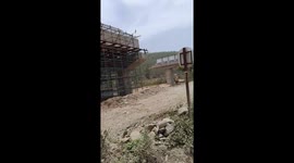 Flyover bridge construction .Flyover construction over railway crossing