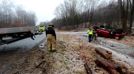 Vehicle flips while driving too fast during an ice storm Locust Gap, Mount Carmel Township, Northumberland County  Pennsylvania
