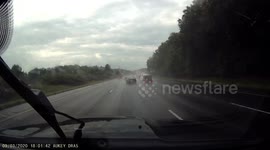 Close Call: Tesla Almost Hits a Car to Avoid Getting Clipped on a Slippery Road