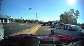 Close Call: Distracted Driver Almost Collides With a Car Trying to Change Lanes