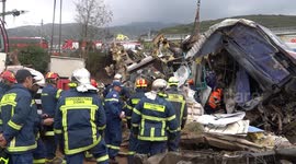 Greece train crash: Rescuers remove bodies from derailed carriages