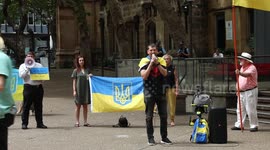 Ukrainians and their supporters protest against the Russian Red Cross again