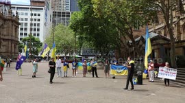 Ukrainians and their supporters protest against the Russian Red Cross again