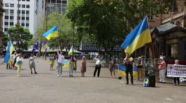 Ukrainians and their supporters protest against the Russian Red Cross again