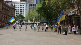 Ukrainians and their supporters protest against the Russian Red Cross again