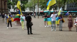 Ukrainians and their supporters protest against the Russian Red Cross again