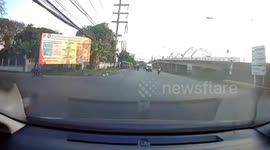 Road rage solved! Dashcam shows driver placated when careless rider humbly apologises
