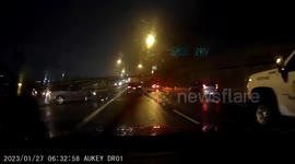 Accident: Nissan Crashes Into Barrier on the Highway After Colliding With Another Car