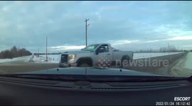 Close Call: Car Pulling Onto the Road Almost Collides With a Pick-up Truck