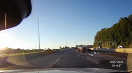 Close Call: Truck Loses Steel Beams On The Motorway Nearly Causing an Accident