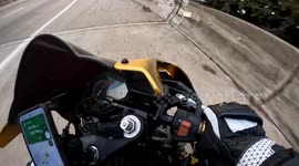 Crash: Motorcyclist Crashes His New Bike Into the Road Guard Rails