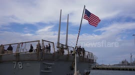 Veteran Destroyer USS Porter Departs Naval Station Norfolk In VA, USA