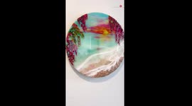 Incredible resin flow art: Artist creates stunning scenery for a triptych