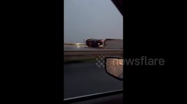 US: Severe Storm Overturns Truck, Downs Light Post On Highway In Texas