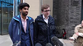 BMA junior doctors committee co-chairs Dr Vivek Trived  and Robert Laurenson (wearing glasses) after meeting Health Minister Steve Barclay