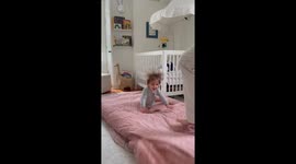 Mama's little baby loves bouncing on blow up mattress