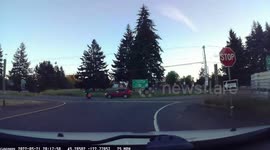 Crash: Drunk Motorcyclist Gets Into a Serious Accident Failing to Stop at an Intersection