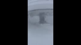 120mph Wind and Snow at the Top of KT22 Chairlift in Tahoe