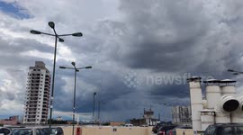 Dark clouds and rain formation in the city of Sao Paulo, Brazil