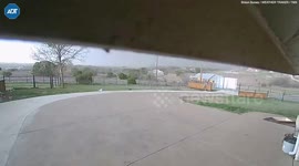 Texas resident captures piece of sheet metal flying toward his house as storm moves through state