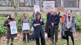 Speaker Monika Sobiecki is a Barrister stage protest as climate activists face contempt of court, London, UK