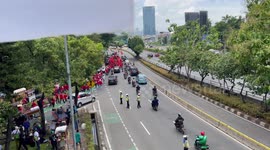 Labor Demonstration Takes Place In Jakarta, Indonesia