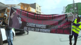 Kenyan traders protest against Chinese competitor's cheap prices In Nairobi, Kenya