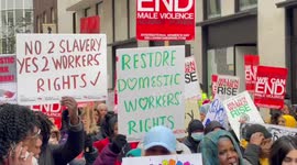 Thousands of women march in central London to take part in One Million Women March against domestic violence