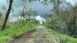 Cyclone Kevin leaves downed trees on Efate Island after two days of natural disasters in Vanuatu