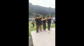 The children boys from ethnic minorities in the northern mountainous region play traditional flute music