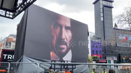 John Wick 4 premiere preparations in Leicester Square