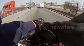 Close Call: Motorcyclist Riding Along When a Plastic Bag Latches onto His Bike