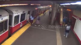 Heavy ceiling panel crashes onto station platform barely missing passenger