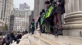 Speech and chants at climate strike in New York, USA
